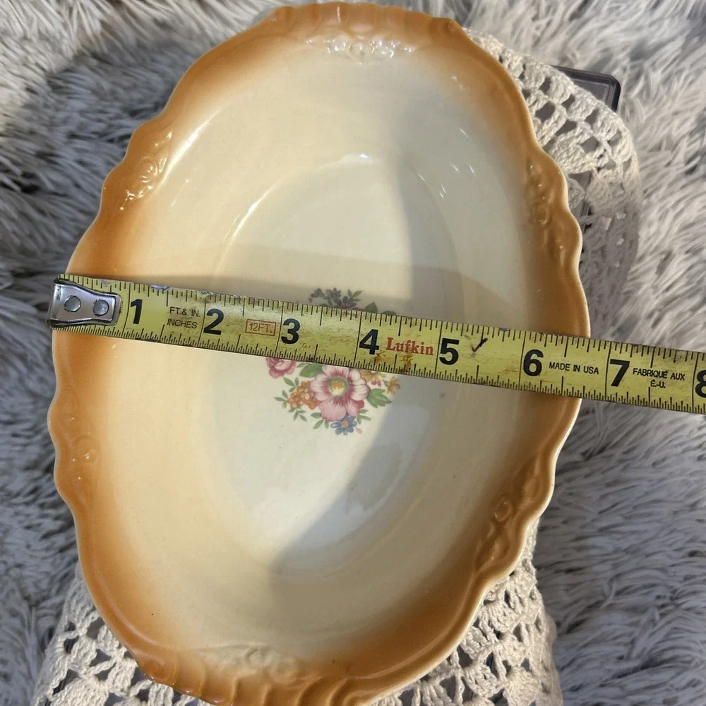 Homer Laughlin Vintage China Bowl Virgina Rose‎ 40's Floral Scalloped Edge USA